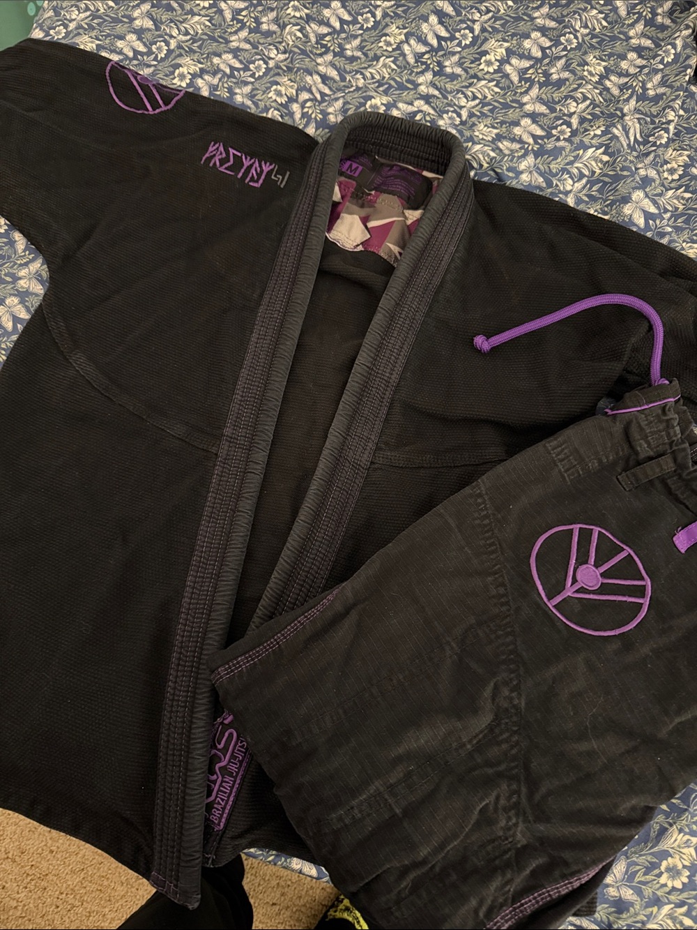 Rios Black and Purple Women's Jiu-Jitsu Gi Pants & Jacket Set